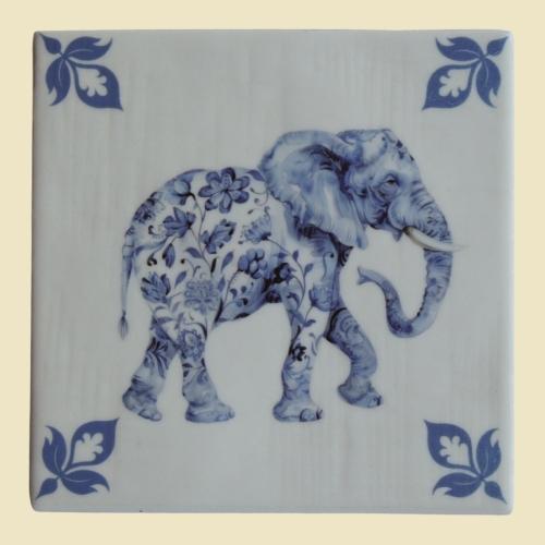 olifant-delfts blauw tegeltje
