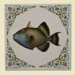 blauwe vis bloemetjespatroon-studio tegel