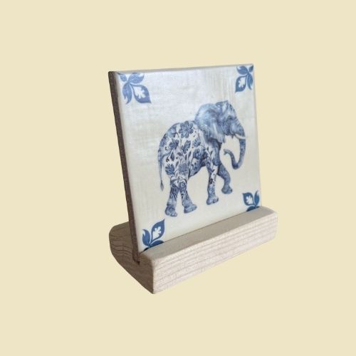 tegeltje met een olifant delfts blauw-studio tegel