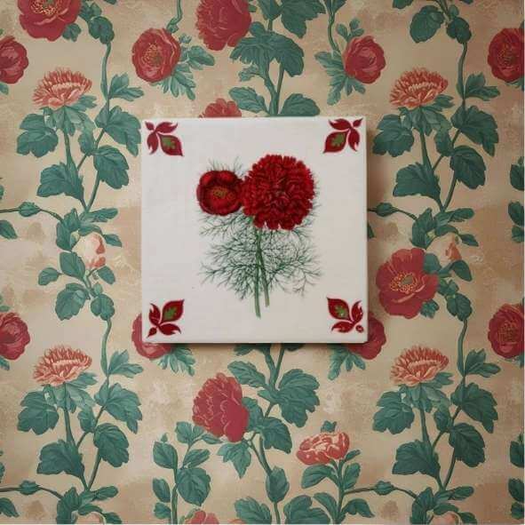 rode bloemen tegeltje creatieve workshop Utrecht