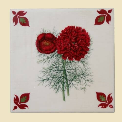 rode bloemen tegeltje-leuke tegeltjes