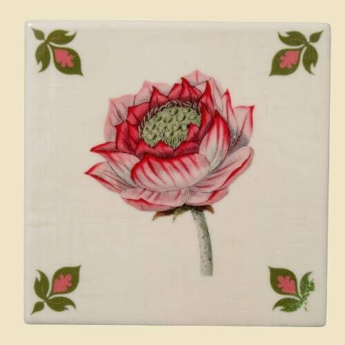 roze lotus bloem vintage tegeltje handgemaakt