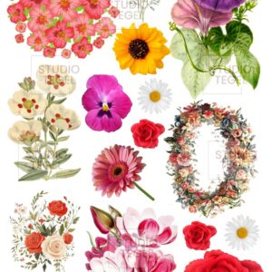 vintage bloemen afbeeldingen voor servies DIY -studio tegel