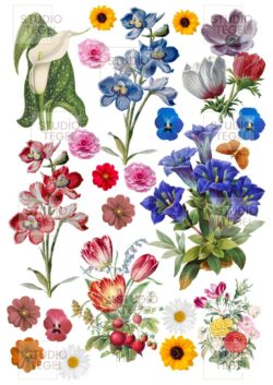 vintage bloemen afbeeldingen voor servies DIY -studio tegel