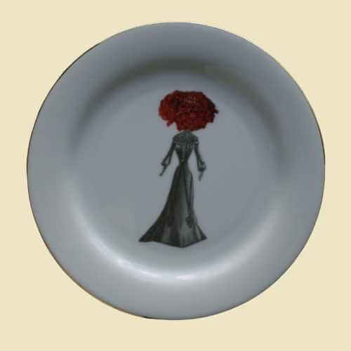 wandbord met handgemaakte collage-Flower lady Dahlia