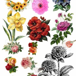 vintage bloemen afbeeldingen voor servies DIY -studio tegel