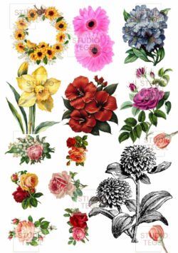 vintage bloemen afbeeldingen voor servies DIY -studio tegel